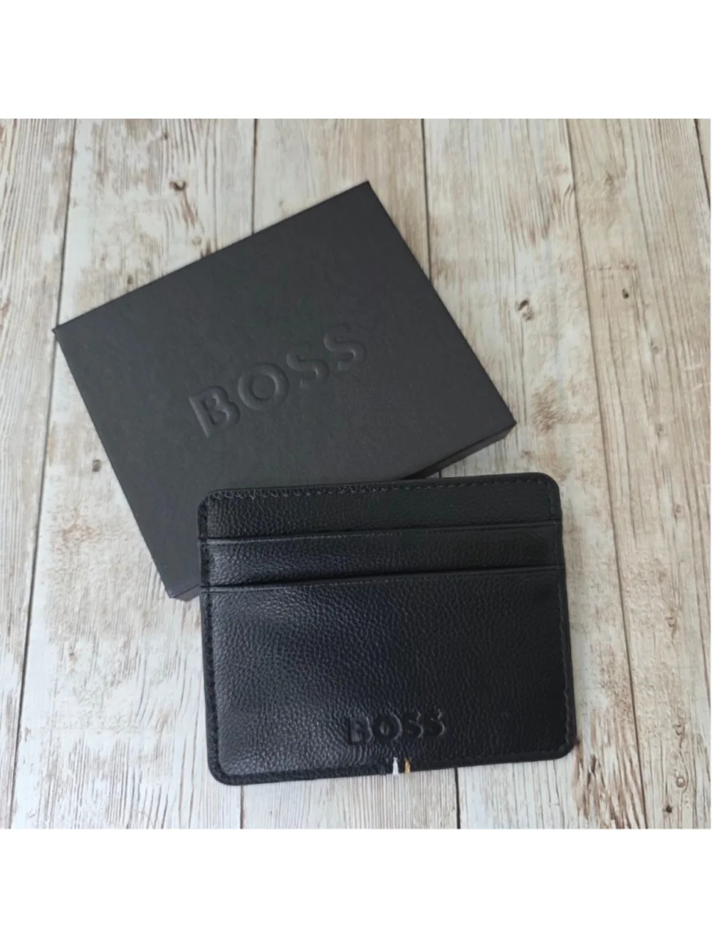 Men's BOSS Black Leather Card Holder NWOT